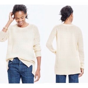 Madewell Texture-Play Ivory Cream Pullover Cable Knit Sweater Medium